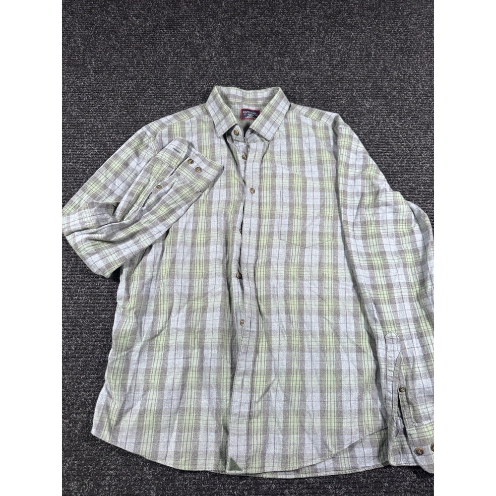 UNTUCKit Lucas Mens XL Slim Fit Plaid 100% Cotton Button Up Shirt Green Gray